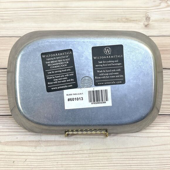 Vintage WILTON ARMETALE Metal Serving Dish Bread Tray 'Bless This House' 11"x7" - Picture 12 of 12